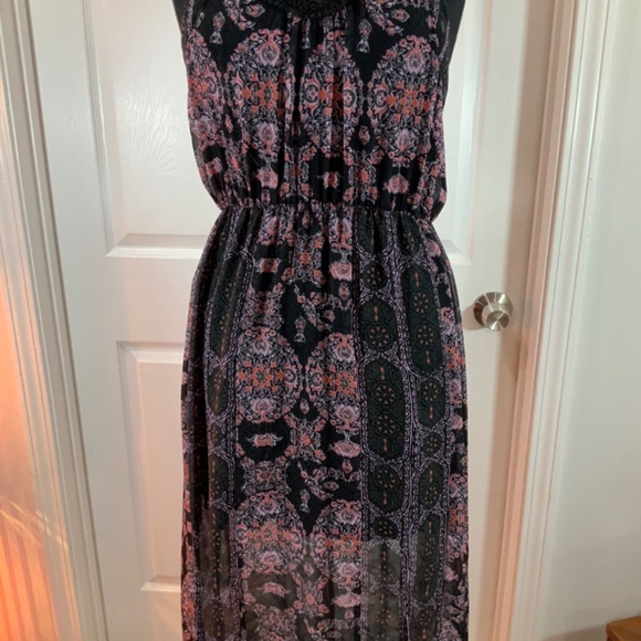 Free People Lace Boho Festival Moroccan Printed Yoke Maxi Dress Size 6 - Picture 4 of 12